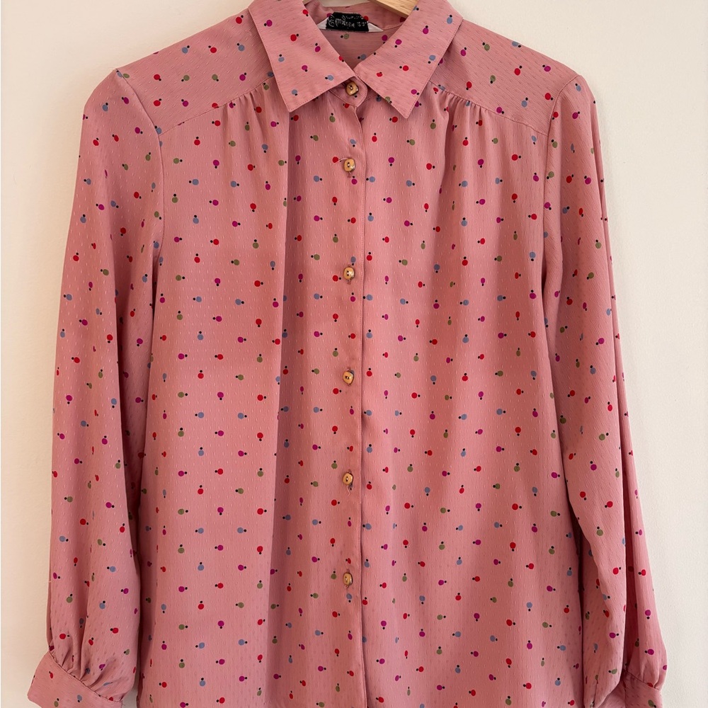 Pink Multicolor Polka Dot Blouse